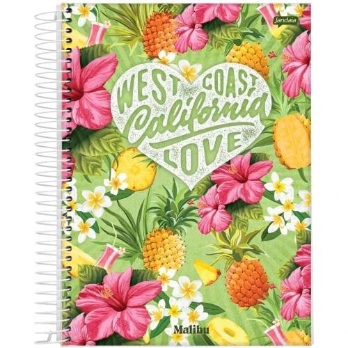 Caderno Espiral Malibu 1 matéria 96 Folhas - Jandaia
