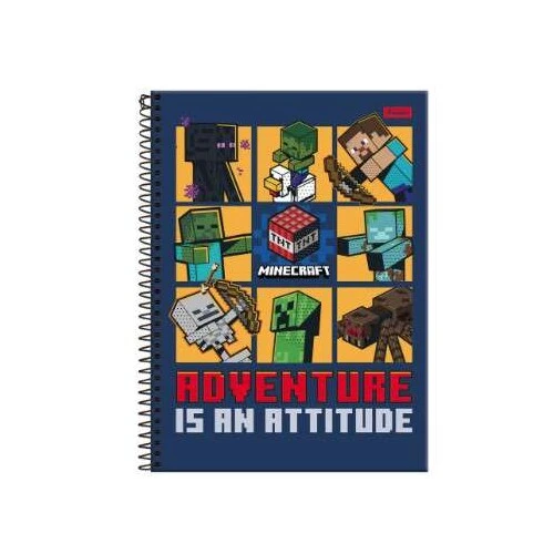 Caderno Espiral Minecraft 80 Folhas - Foroni Caderno Espiral Minecraft 80 Folhas - Foroni