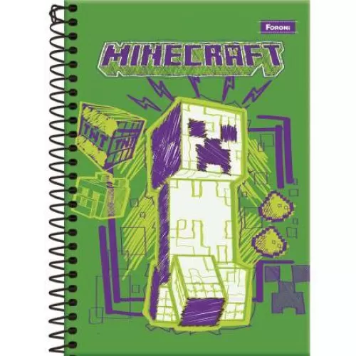 Caderno Espiral Minecraft 80 Folhas - Foroni