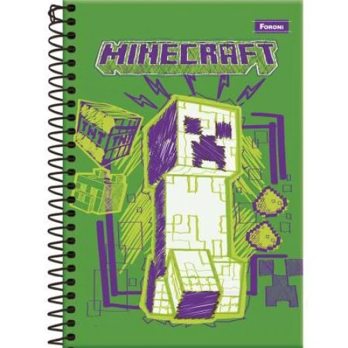 Caderno Espiral Minecraft 80 Folhas - Foroni