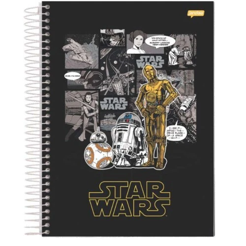 Caderno Espiral Star Wars 1 matéria 80 Folhas - Jandaia Caderno Espiral Star Wars 1 matéria 80 Folhas - Jandaia