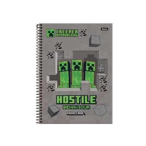 Caderno Espiral Minecraft 80 Folhas - Foroni Caderno Espiral Minecraft 80 Folhas - Foroni