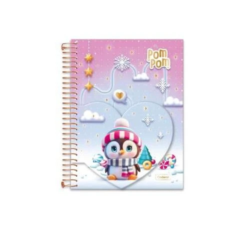 Caderno Universitário 1M Pompom Bichinhos 80 Folhas - Cadersil
