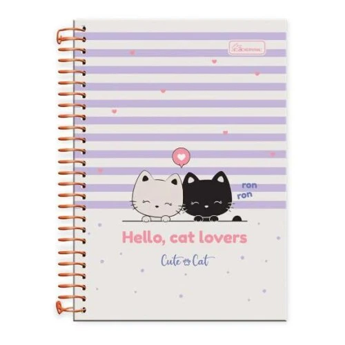 Caderno Universitário Colleg Cute Cat 1 matéria 80 Folhas  Cadersil