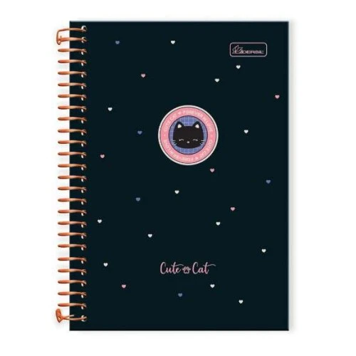 Caderno Universitário Colleg Cute Cat 1 matéria 80 Folhas  Cadersil