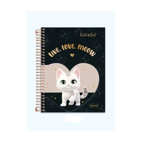 Caderno Universitário College Cute e Cat 1 Matéria 80 Folhas - Cadersil