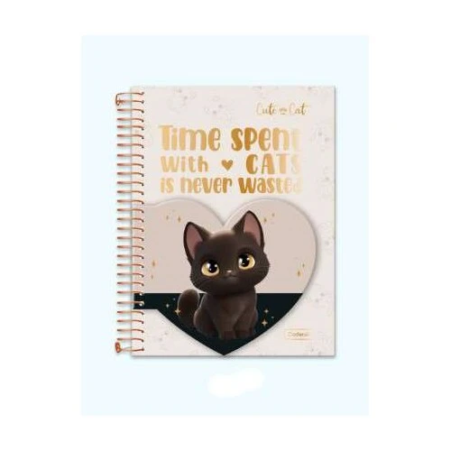 Caderno Universitário College Cute e Cat 1 Matéria 80 Folhas - Cadersil