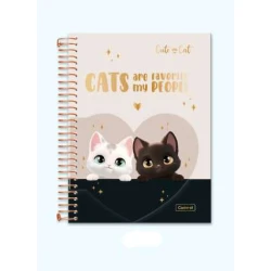 Caderno Universitário College Cute e Cat 1 Matéria 80 Folhas - Cadersil