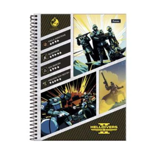 Caderno Universitário Helldivers 2- 1 matéria 80 Folhas Foroni