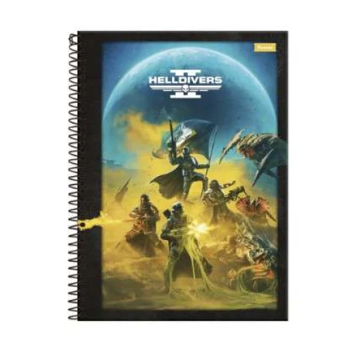 Caderno Universitário Helldivers 2- 1 matéria 80 Folhas Foroni