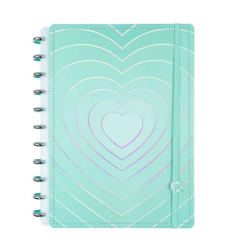 Caderno Inteligente Turquesa Love  Grande 80 Folhas