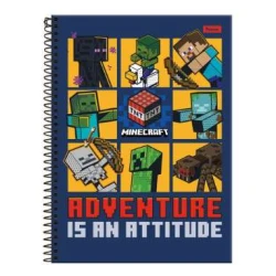 Caderno Universitário Minecraft 1 matéria 80 Folhas - Foroni