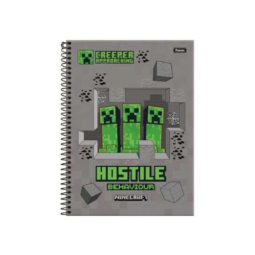 Caderno Universitário Minecraft 1 matéria 80 Folhas - Foroni