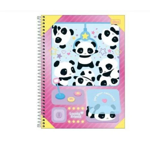 Caderno Universitário Lovely Friend Panda 101 160 folhas - Tilibra