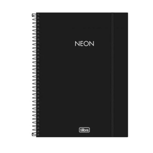 Caderno Universitário Neon Preto 11 80 folhas