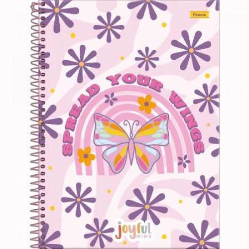 Caderno Universitário 10 matéria Joyful 160 Folhas  Foroni