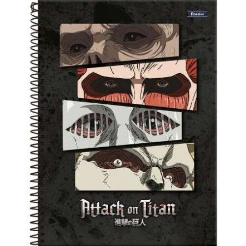 Caderno Universitário 1 matéria Attack on Titan 80 Folhas  Foroni