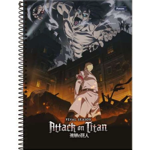 Caderno Universitário 1 matéria Attack on Titan 80 Folhas  Foroni