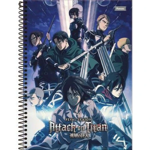 Caderno Universitário 1 matéria Attack on Titan 80 Folhas  Foroni