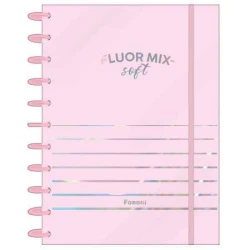 Caderno DiscoBook Fluor Mix Soft 1 matéria 80 Folhas  Foroni