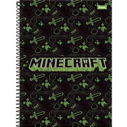 Caderno Universitário Minecraft 1 matéria 80 Folhas - Foroni