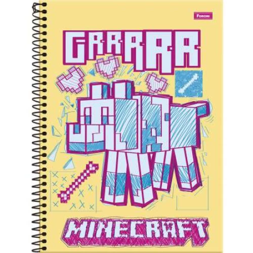 Caderno Universitário Minecraft 1 matéria 80 Folhas - Foroni