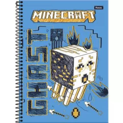 Caderno Universitário Minecraft 1 matéria 80 Folhas - Foroni