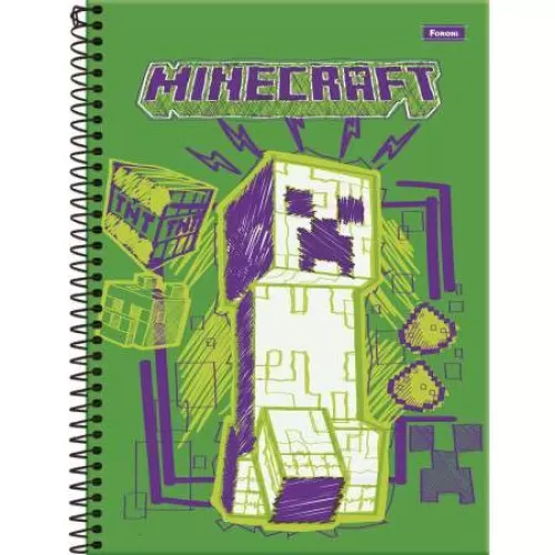 Caderno Universitário Minecraft 1 matéria 80 Folhas - Foroni