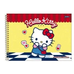 Caderno de Desenho Hello Kitty Rosa 80 Folhas - Jandaia