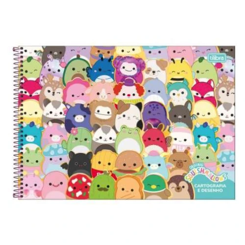 Caderno de desenho e cartografia Squishmallows 80 folhas - Tilibra