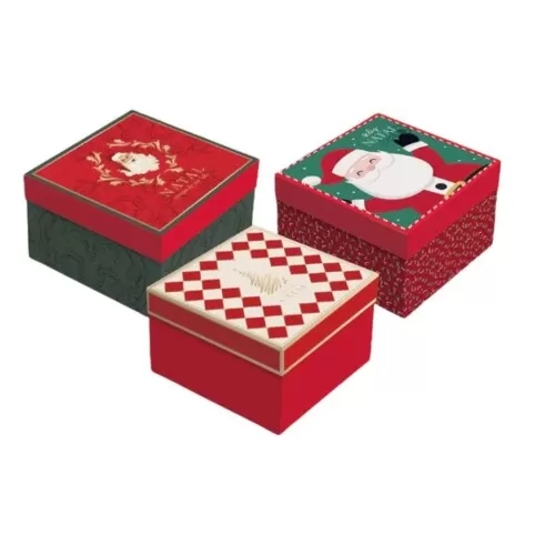 Caixa Presente Decorativa de Natal Estampas Sortidas - Tamanho Médio