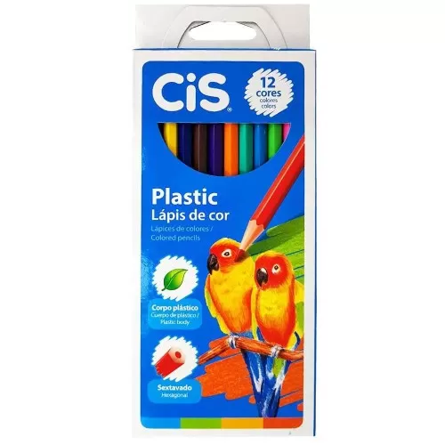 Caixa de Lápis 12 Cores Plastic - CIS