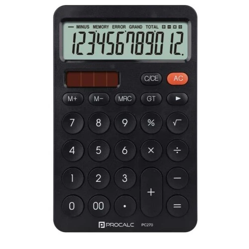 Calculadora PC270 12 Dígitos Preta - Procalc Calculadora PC270 12 Dígitos Preta - Procalc