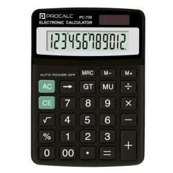 Calculadora de Mesa Procalc PC730  12 Dígitos | Solar + Bateria | Funções Avançadas
