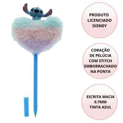 Caneta Esferográfica Coração Pelucia Stitch- Molin