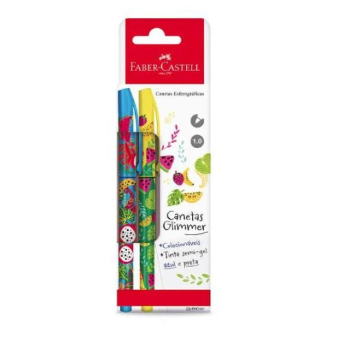 Caneta Esferográfica Glimmer Botânica - Faber Castell kit C/2 canetas