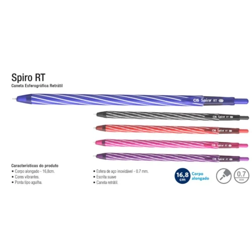 Caneta Esferográfica Spiro RT Violeta 0.7 - Cis