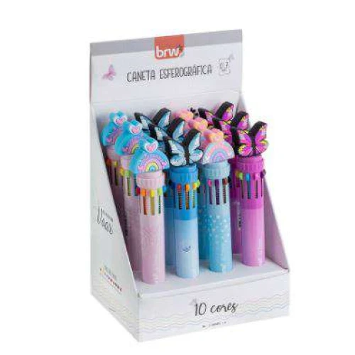 Caneta Esferográfica 10 cores 0,7mm Color un - BRW