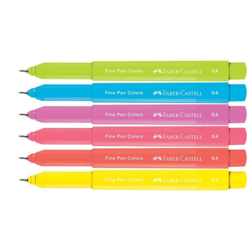 Caneta Fine Pen Colors Tropical - Estojo c/6 unidades - Faber Castell