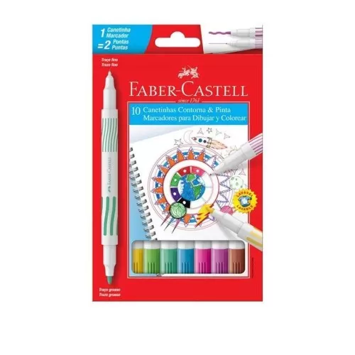 Marcador para colorear Faber-Castell Canetas Hidrográficas Hidrocor  Hidrocolor Escolar Pintar Colorir con diseño de Patrón de punta redonda x  unidad x 24
