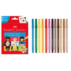 Caneta Hidrocor 12 - Caras & Cores - Faber Castell