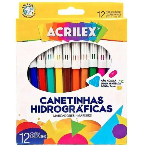 Caneta Hidrocor 12 Regular - Acrilex