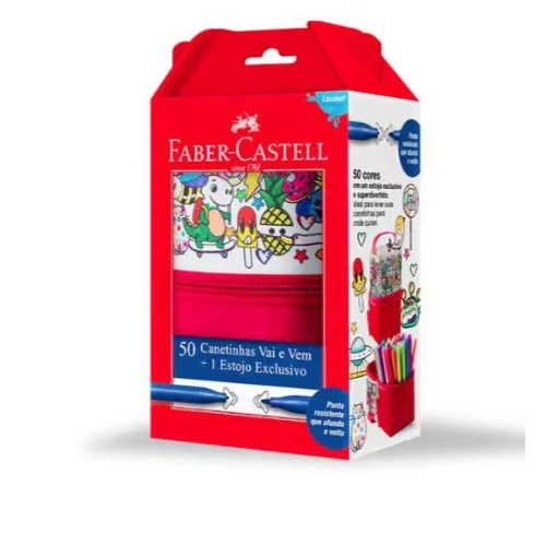 Caneta Hidrocor 36 cores Vai e Vem Pastel - Faber Castell