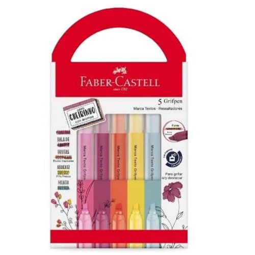 Caneta Marca Texto Faber-Castell Cheirinho com 5 Cores