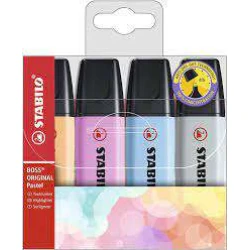 Caneta Marca Texto Kit C/4 Pastel - Stabilo Boss
