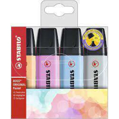 Caneta Marca Texto Kit C/4 Pastel - Stabilo Boss