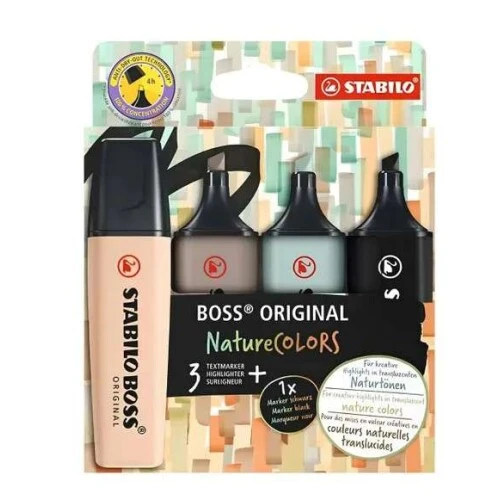 Caneta Marca Texto Kit c/ 4 Nature Colors - Stabilo BOSS