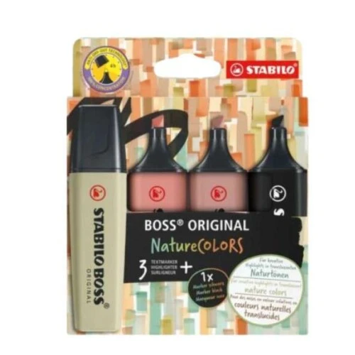 Caneta Marca Texto Kit c/ 4 Nature Colors - Stabilo BOSS