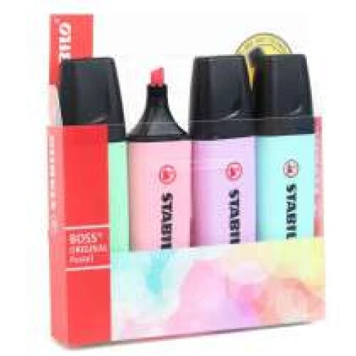 Caneta Marca Texto Kit c/ 4 Pastel - Stabilo BOSS
