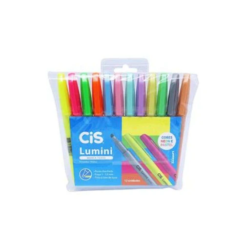 Caneta Marca Texto Lumini 12 Cores - Cis